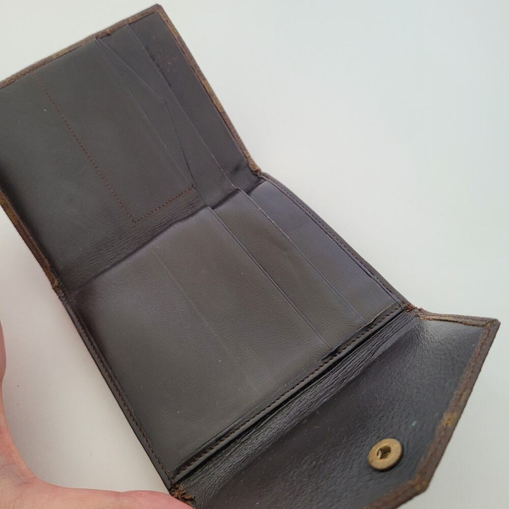 LOUIS VUITTON Vintage 70- 80s Monogram Leather Wallet Brown Medium Trifold Elise - Picture 3 of 13